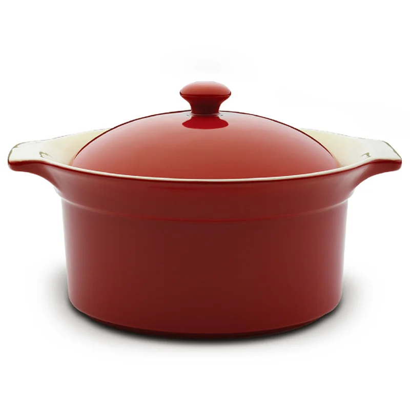 Stoneware Red Kitchen Soup Tureen Large Casserole Pie Dish Seafood Pan