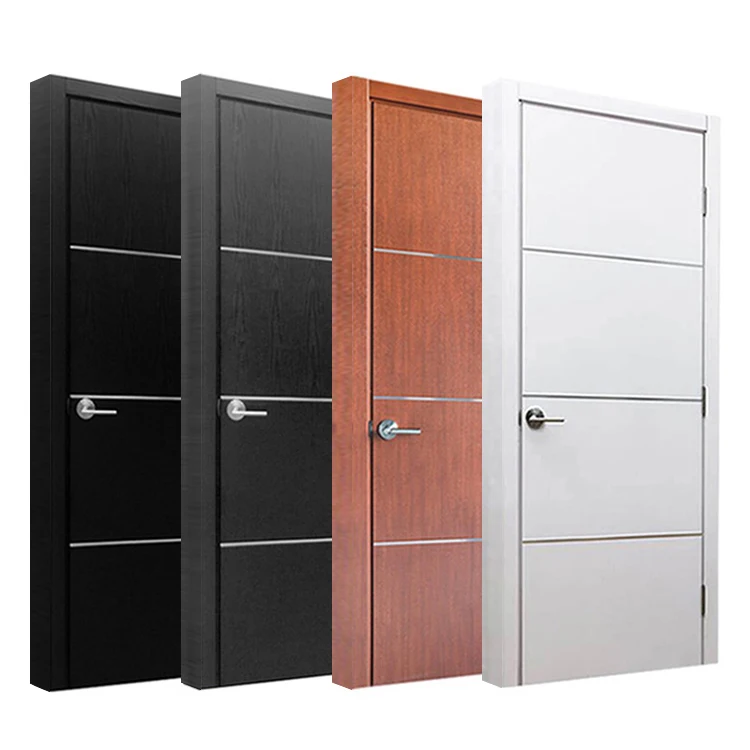 Foshan Factory Customise Modern Indoor Composite Solid Core Wooden Doors Interior Bedroom Melamine Plywood Flush Door