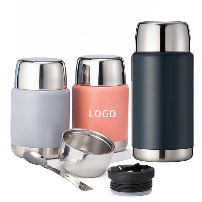 Custom Logo Printed Stainless Steel Thermos Double Wall Vacuum Insulated  Stainless Steel Soup Food Container