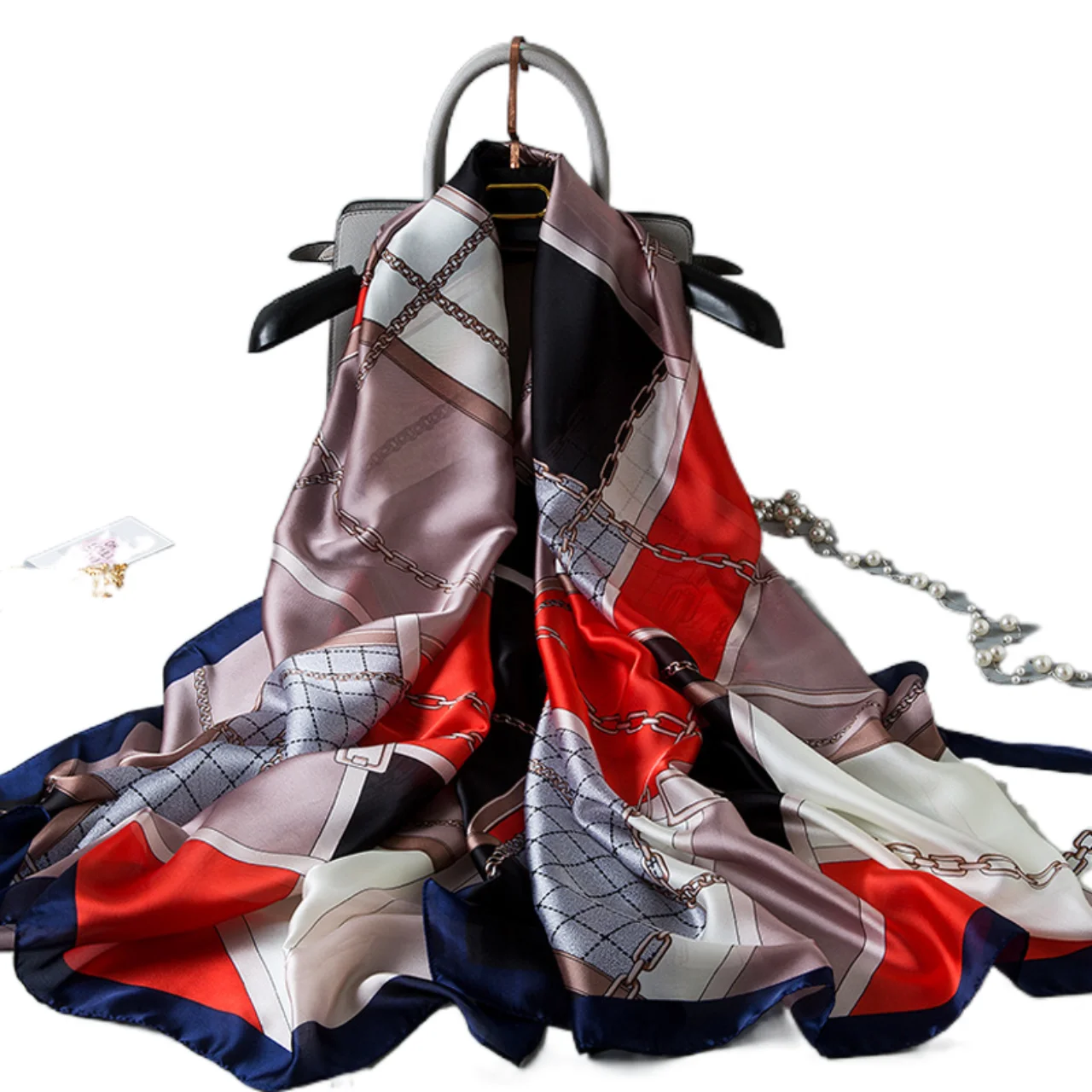 new silk scarves women foulard 180*90cm long head scarf ladies