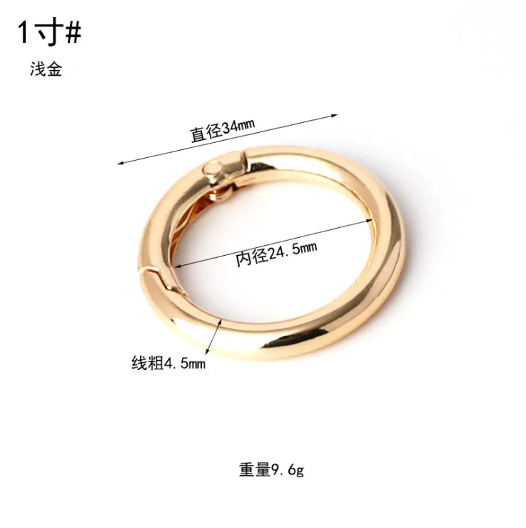 BT-56 Zinc Alloy Sliver Gun Key Metal Circle Snap Clip Hook O-ring Spring Gate Round Hook Carabiner Bag Hardware Accessories 50m