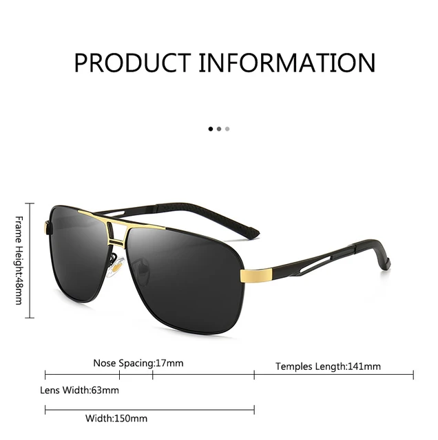 Aluminum Magnesium Square Polarized Photochromic Sunglasses Men