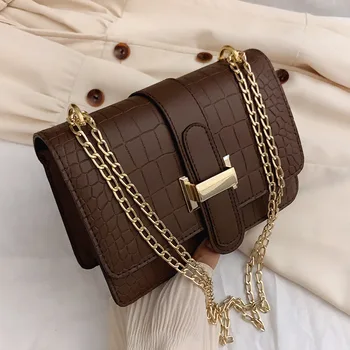 Women Shoulder Bag Crocodile Pattern Popular Handbag Chain Ladies Messenger bag Lattice Handbag For Women Luxury leather bags
