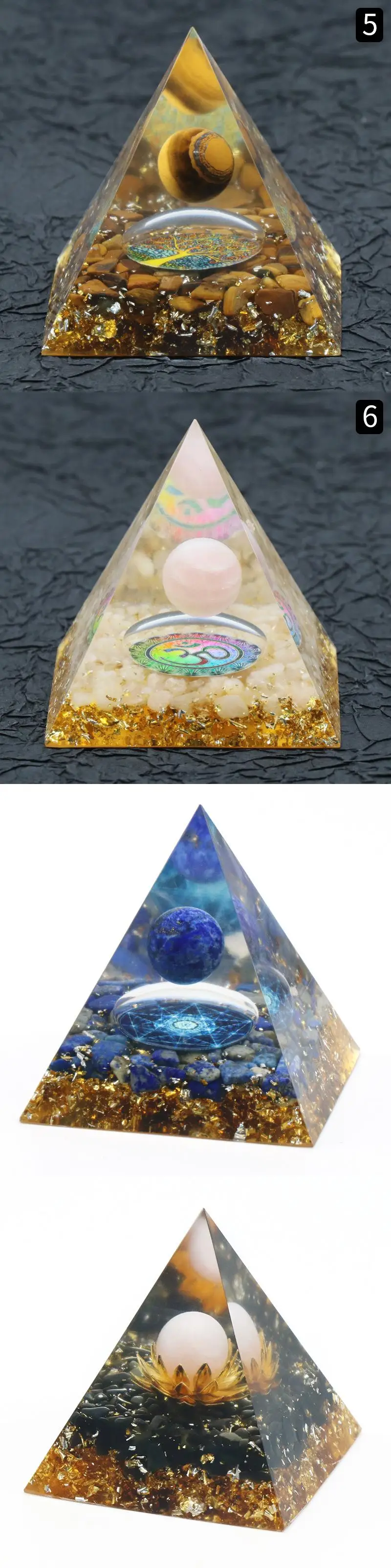Lapis Lazuli Crystal Sphere Orgone Pyramid 5CM with Obsidian Gemstone Energy Orgonite Protection Meditation Pyramids protection meditation pyramids amazon bestseller