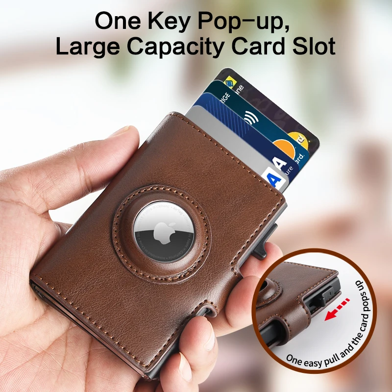Smart PU Material New  Pop-up Wallet Big Capacity RFID Blocking Protects Brown Credit Card Wallet for Man