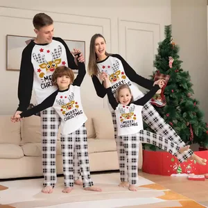 Custom Christmas Print Pyjamas Set 2-Piece Thermal Sleepwear for Adults Kids Babies for Family Matching Christmas Parties Autumn