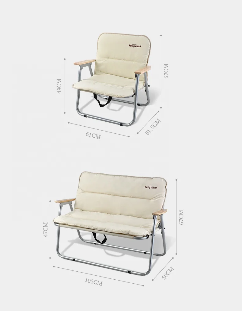 HISPEED OEM Customized Pattern Folding Camp Chair Aluminum Folded Luxury Camping Chair High Back With Logo Brown