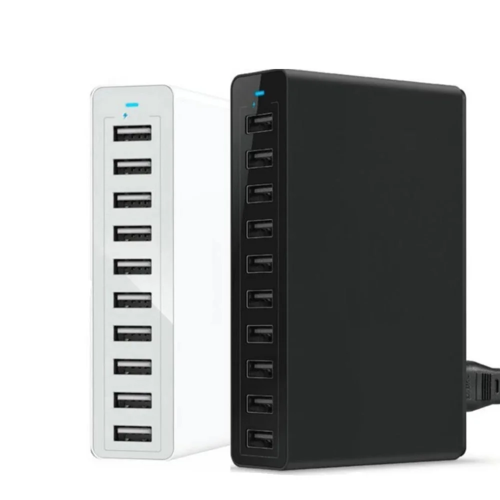 Caricatore USB A 10 Porte 50W (5V/10A) – Stazione Di Ricarica Multipla Con Protezioni – Spina UE – Bianco - 3