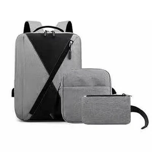 Custom Splicing Style Waterproof Color 15.6 Inch Three-piece Men's Traveling Usb Laptop Backpack