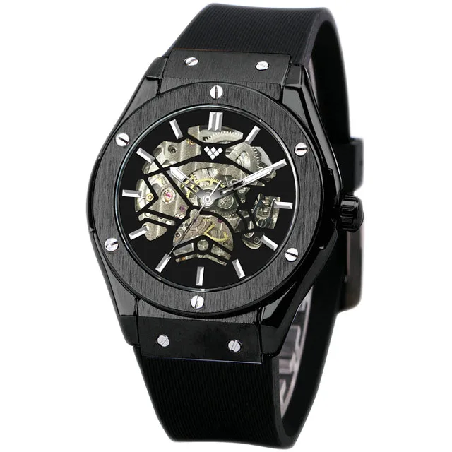 Retail price custom men automatic mechanical watch with silicone strap