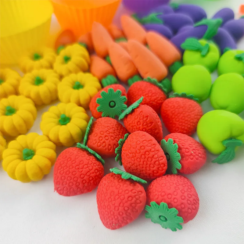 rainbow Fruit Cupcake Color Matching Sort Toddler Busy Sensory Bins Toys with Clip for Kid Learning and STEAM Activity