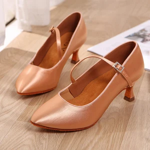 Modern Satin Adult Dance Shoes for Women High Heels Latin Ballroom & Indoor Dance Professional Quality with Suede Sole