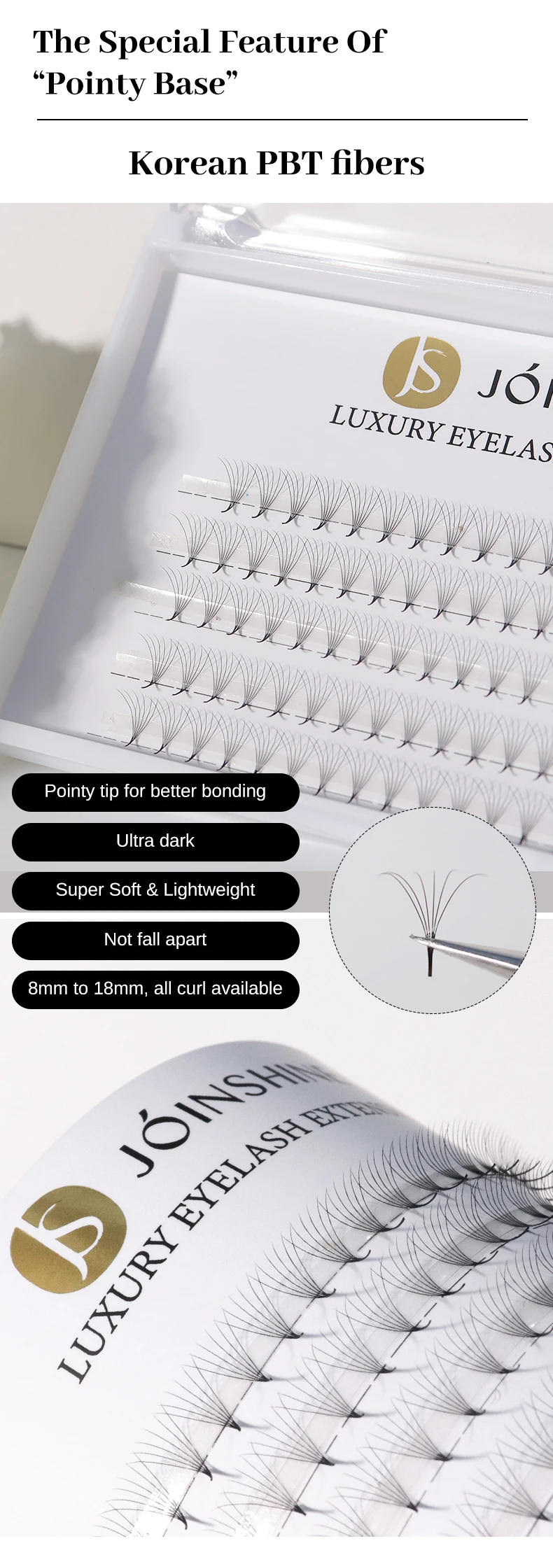 thumbnail image 2 of GLAM BL Volume 5D Eyelash Extensions – D Curl 0.07mm, Clear & Black (5 In 1 Tray) 2 of 5