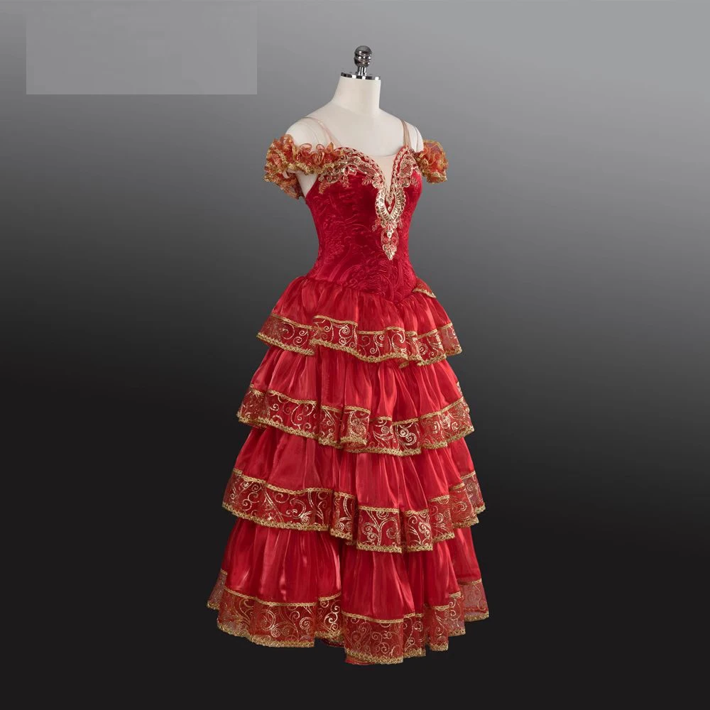 Red Don Quixote Kitri Variation Professional Romantic Ballet Tutu Dress Spanish Dance Costume