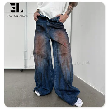 LARSUR Custom Denim Factory Dirtyfit Dirty Mud Wash Wide Leg