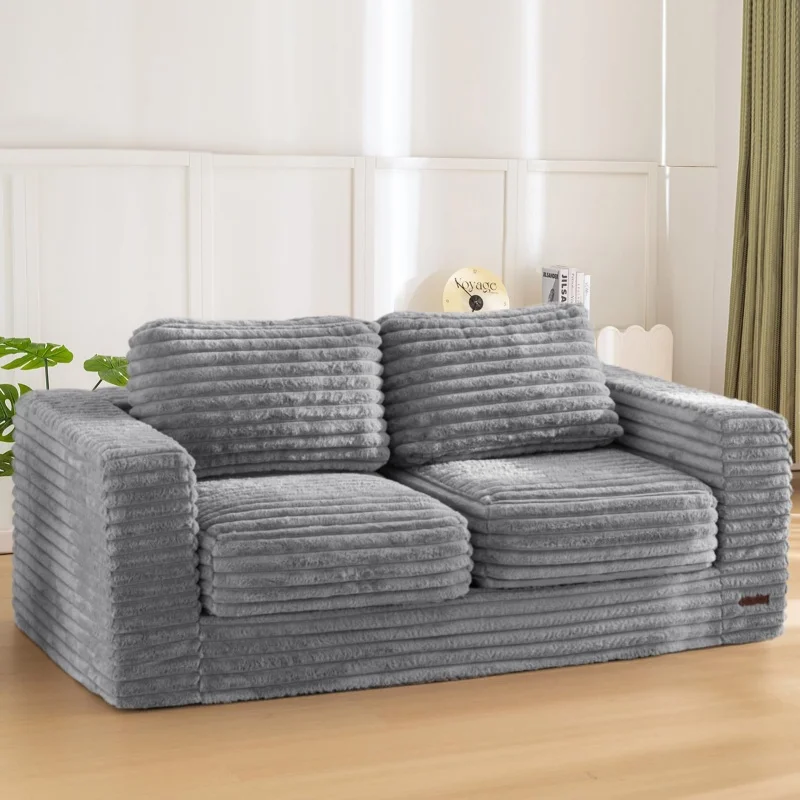 YILISTAR Light Grey High-Density Foam Living Room 1 Person Sofa Modern Compressed Foam Giant Minimal Compress Boneless Couch
