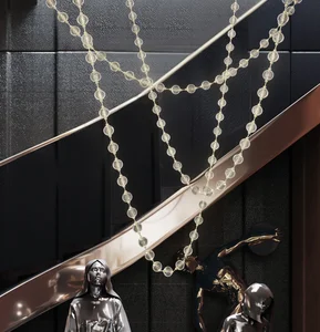 Decorative Luxury Hanging Pendant Lighting Hotel Pearl Necklace Fixture Modern LED Chandelier