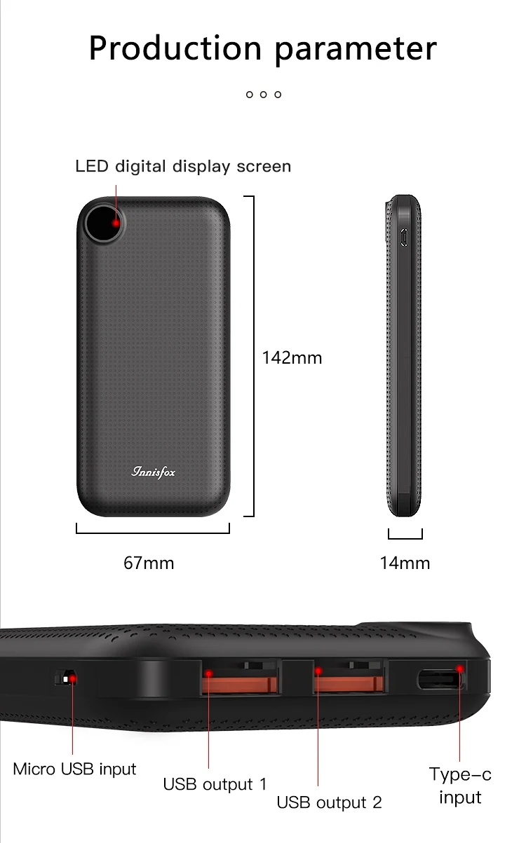 Innisfox Hot Sale High Capacity 10000mah Type C USB 18W PD Power Bank For iPhone Samsung Xiaomi PB06 Pro.jpg