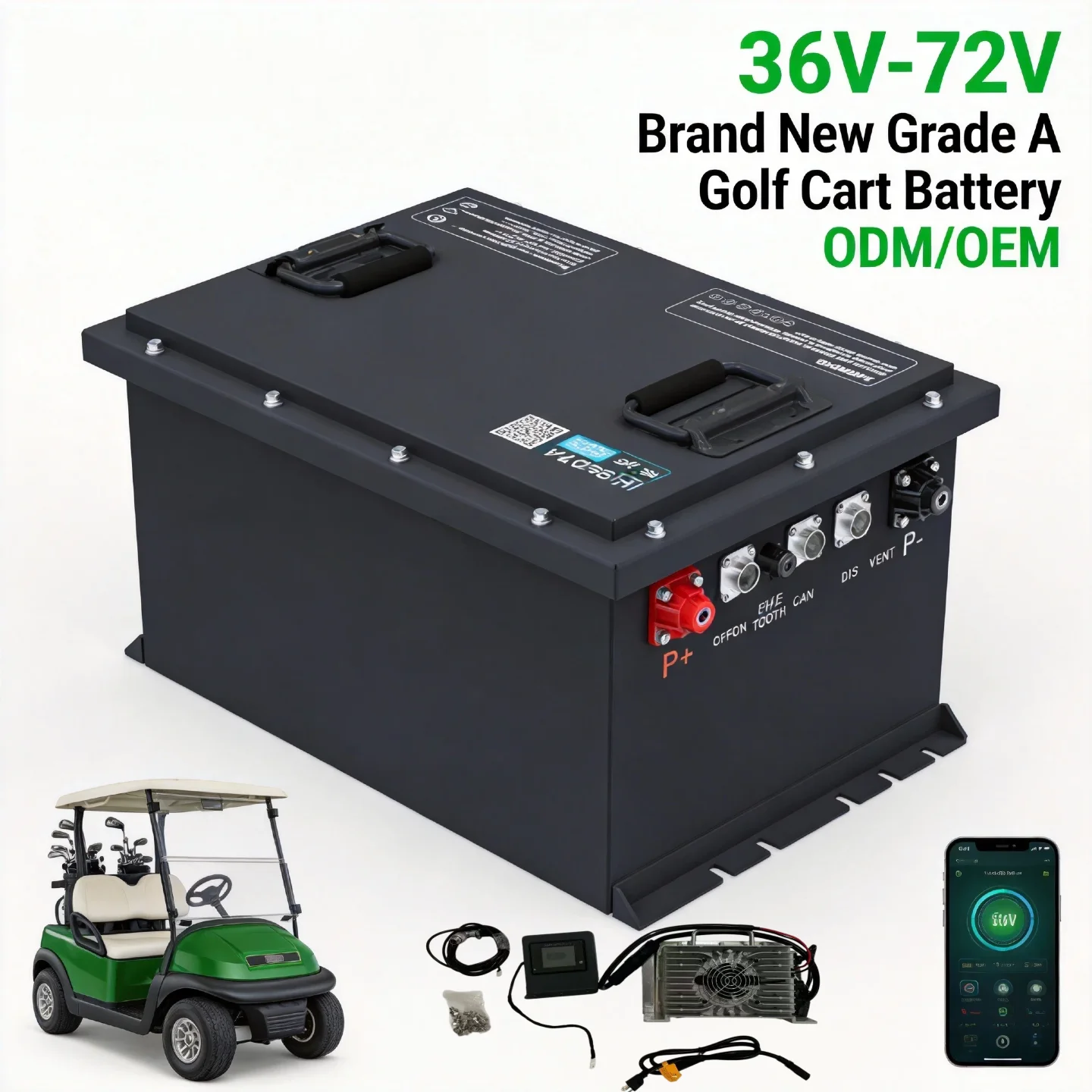 16S6P 51.2V 38.4V 105AH 150A 200ah 300ah Lithium Battery Pack With ANT Bluetooth BMS for Lithium Golf Cart Battery