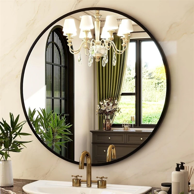 product metal aluminum frame large full length wall mounted floor round mirror-3