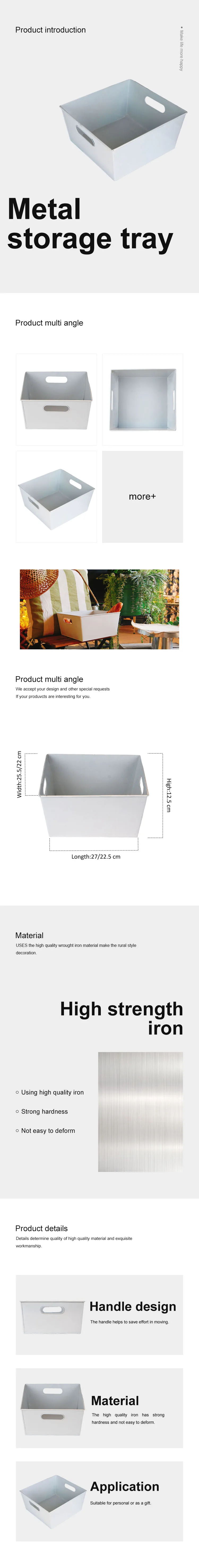 Galvanized Metal Open Top Organizer Box Decorative Storage Container Bucket
