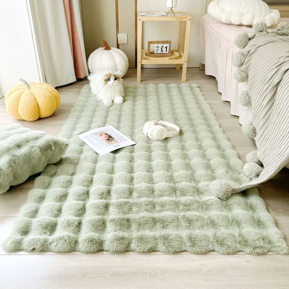 Modern Simple Creamy Style Antislip Living Room Bedroom Balcony Bedside Household Square Footcloth Carpet Mat