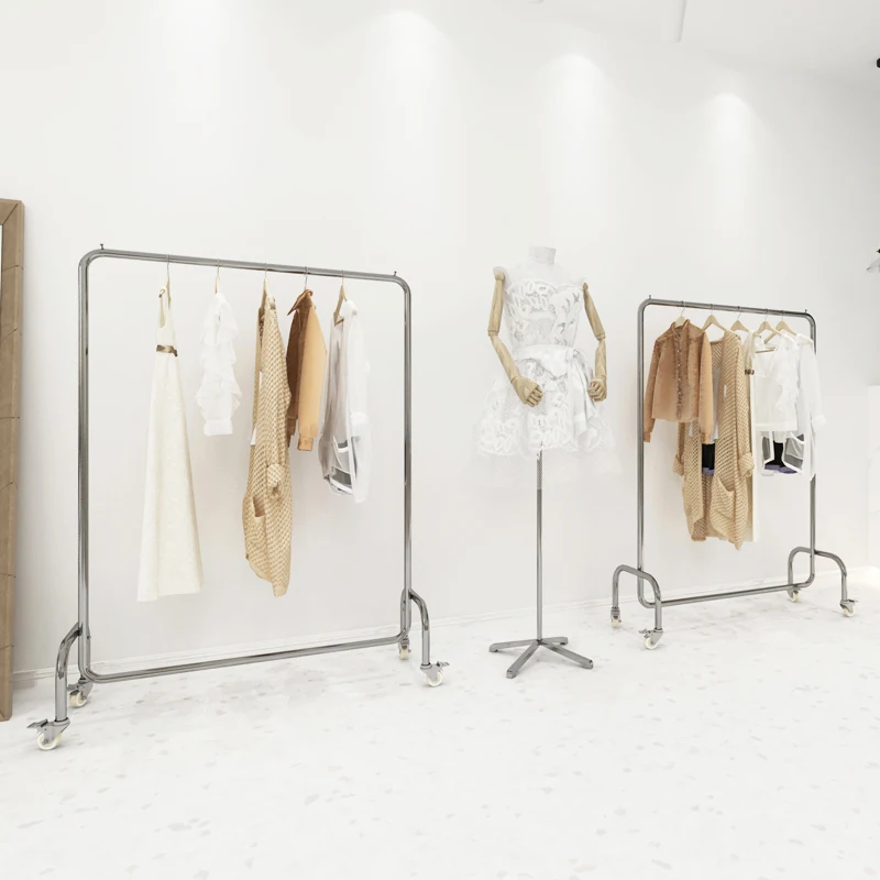 Kainice Wholesale Shop Fittings Stainless Steel Shelves Garment Hanger