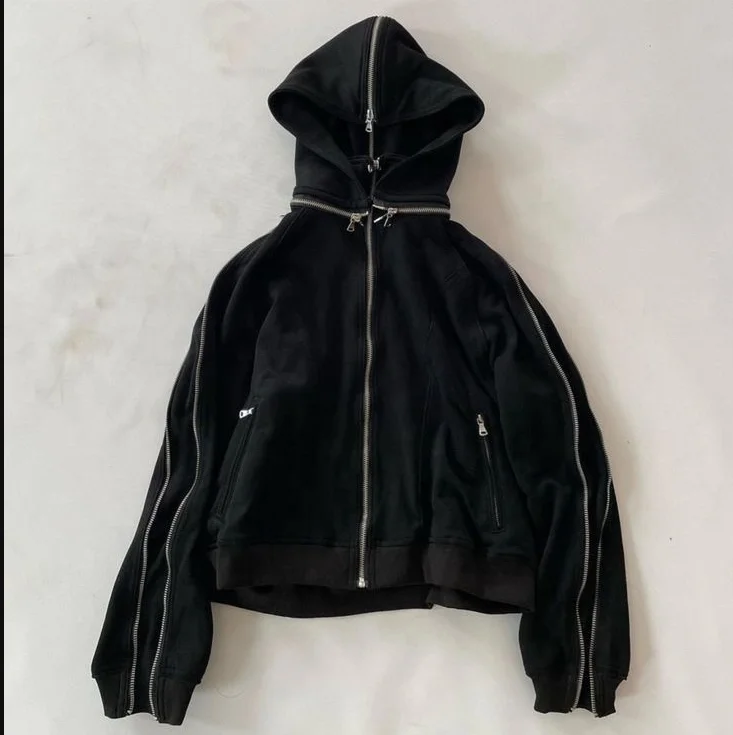 Salati Custom Designer Cropped Hoodie Washed Color Vintage Zipper Jont Design Unisex Zipper Mens Zip up Hoodies gallery 2