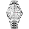 12 white dial silver steel strap - for men