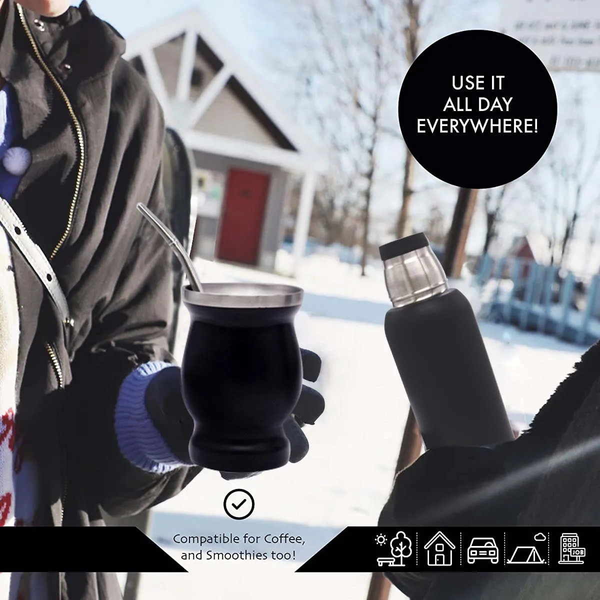 Factory Price Double Wall 8oz Thermal Mate Cup And Bombilla Modern Mate