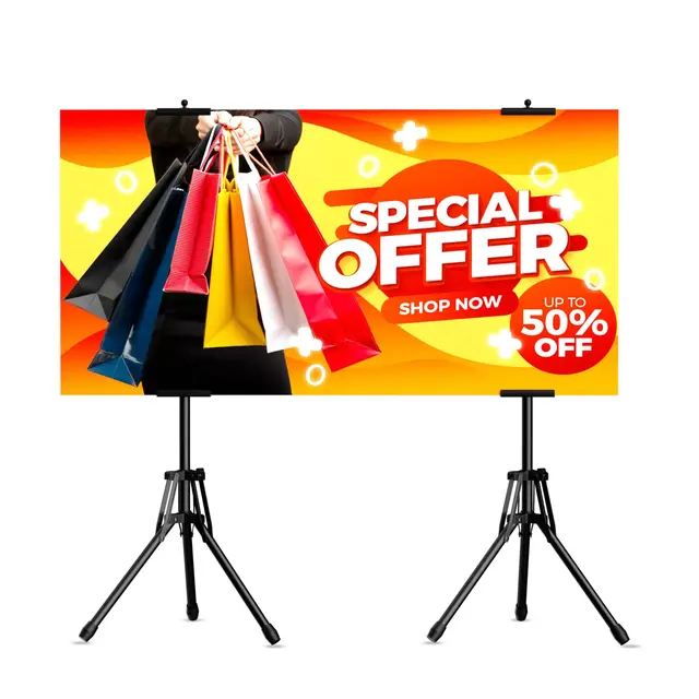 Custom poster board stand aluminum floor sign holder double-sided adjustable display stand cardboard Sign Board poster stands