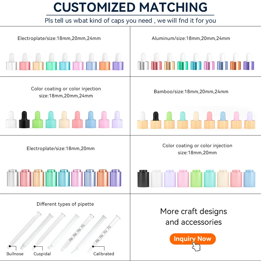 20ml 30ml Cosmetic Skincare Packaging Cylinder Clear Amber Beard Hair Essential Oil Serum Glass Dropper Bottle with Eye Dropper