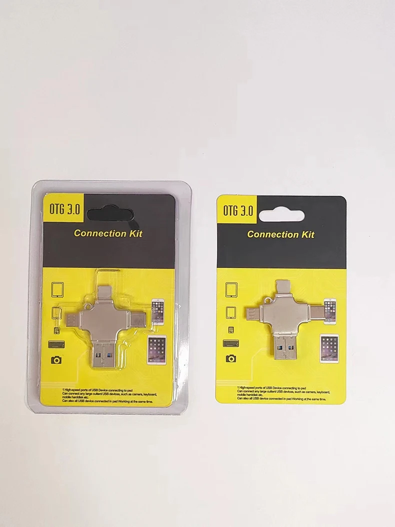 Adattatore lettore di schede Mini TF SD 4 in 1, convertitore USB OTG 3.0, hub USB C compatibile con Type C, Micro USB e SD per telefono_voghion.com