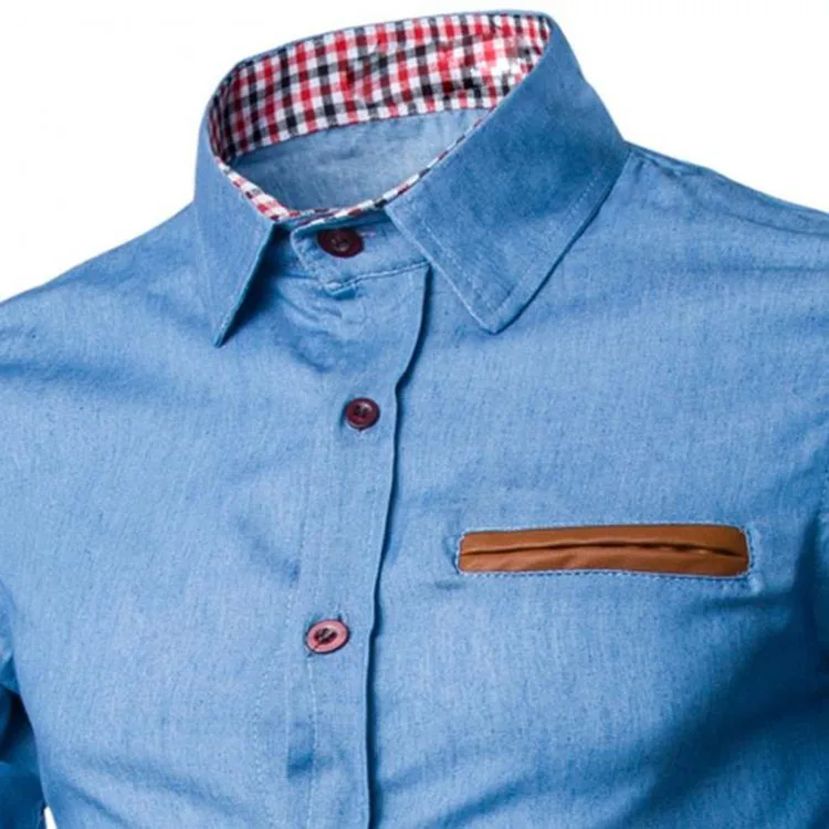 Männer stilvoll Denim Langärm Slim Fit Hemd Lien Kotteng Button Down Personaliséiert Hemd Männer Hemden119_voghion.com