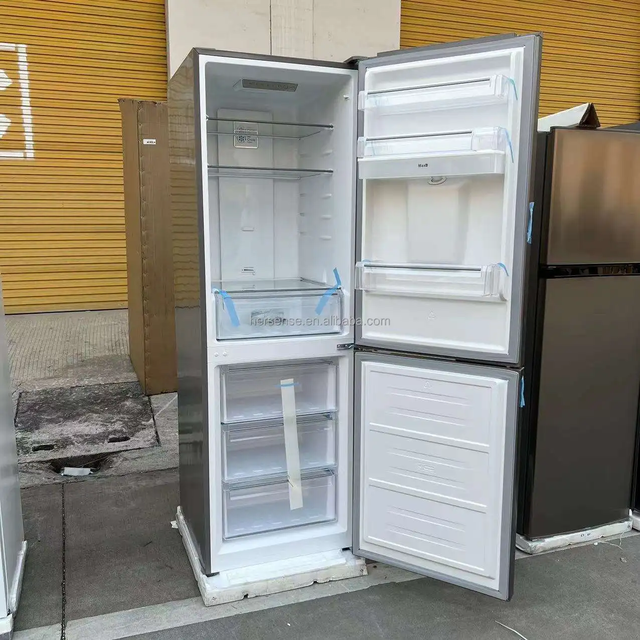 Midea 220v50hz Top Freezer Air Cooling 340l Big Capacity Sliver Fridge