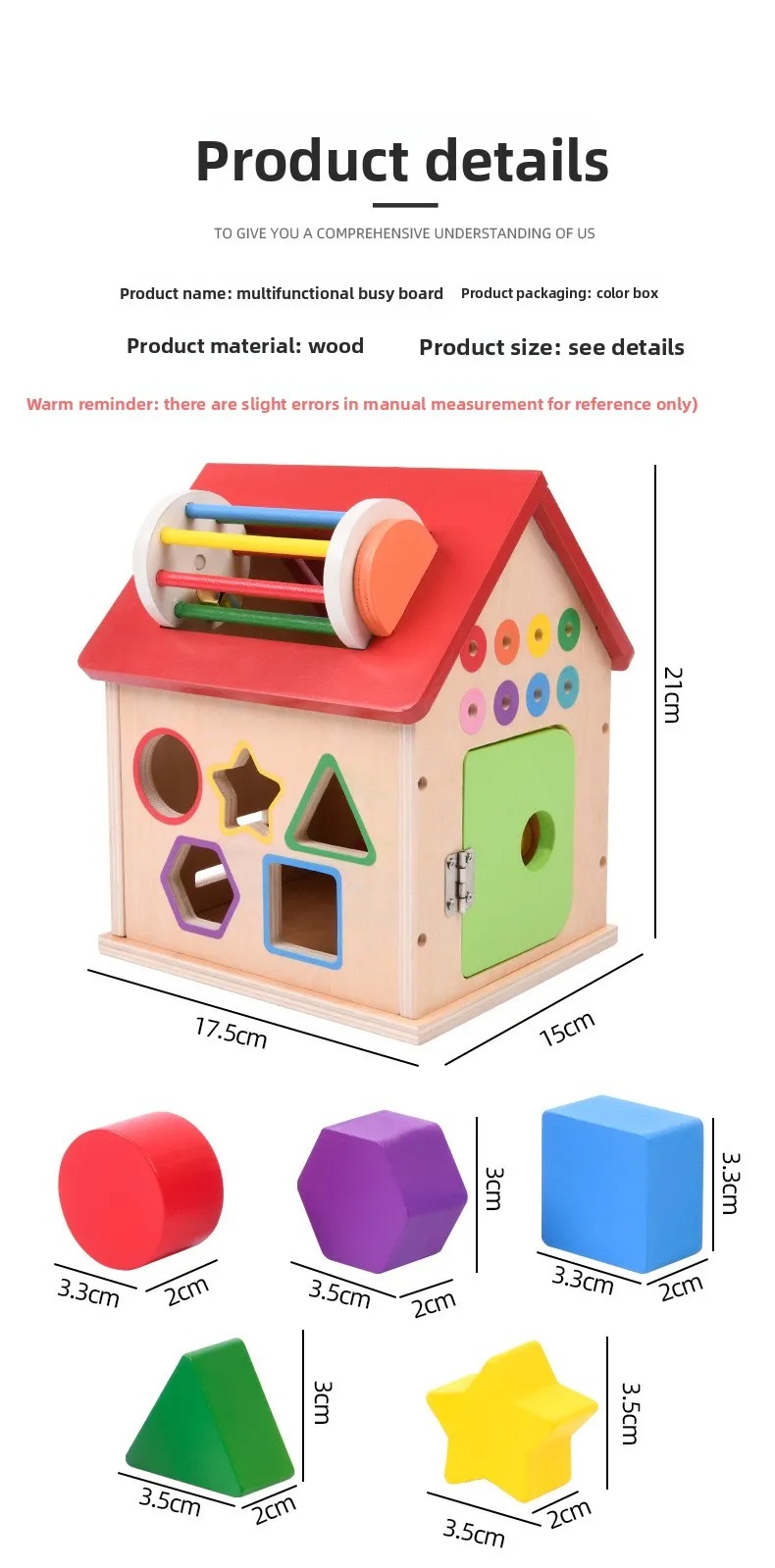 Wooden Multifunctional Shape Matching Busy House preview 5