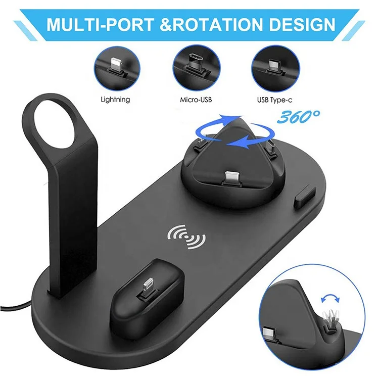 modern wireless charger mental wireless power bank phone mount certificate 4 IN 1portable 15W stand slim thin wireless charger