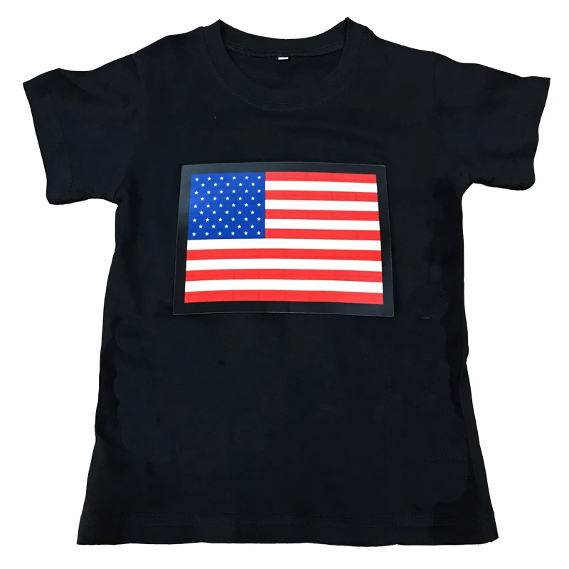 Wireless Sound Activated LED Music Light T Shirt Custom Design EL Flashing T Shirt El LED Glowing T Shirt For Party Christmas