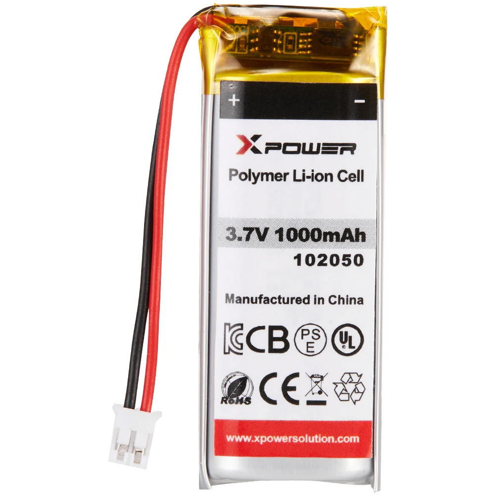 102050 UL KC CB CE ROHS 1000mAh 3.7V Rechargeable Lithium Ion Battery