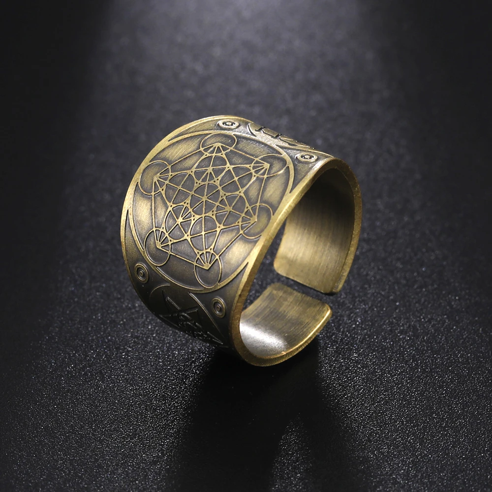 Seal of the 7 Archangels Protection Ring Amulet Metatron Cube Lilith Symbol the Secrets of King Solomon Vintage Jewelry