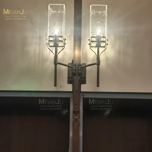 Indoor Hotel Bedroom Living Room Decor LED Lighting Wall Sconce Lamp with Texture Crystal Glass Stainless Steel Body Wall Light