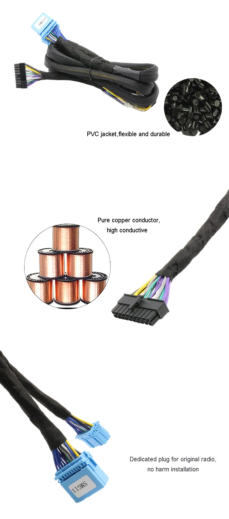 Auto Wiring Harness Cable Car Stereo Wire Harness Car Audio Wiring