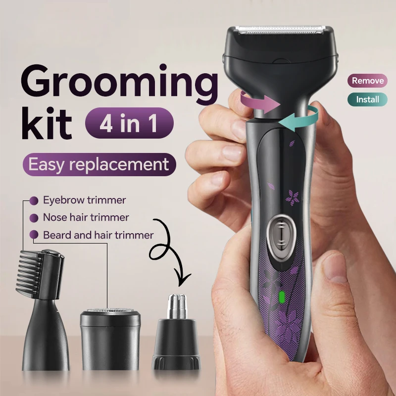 Four in One for Shaving Eyebrow Trimming Nose Hair Removal USB Charging New Cross-border Exclusive Grooming Kit  Electric Shaver details