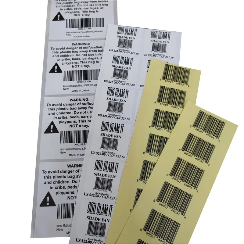 Customized Size 1d Transparent clear Black Product Barcode Sticker Paper Barcode Labels in Roll in Sheet
