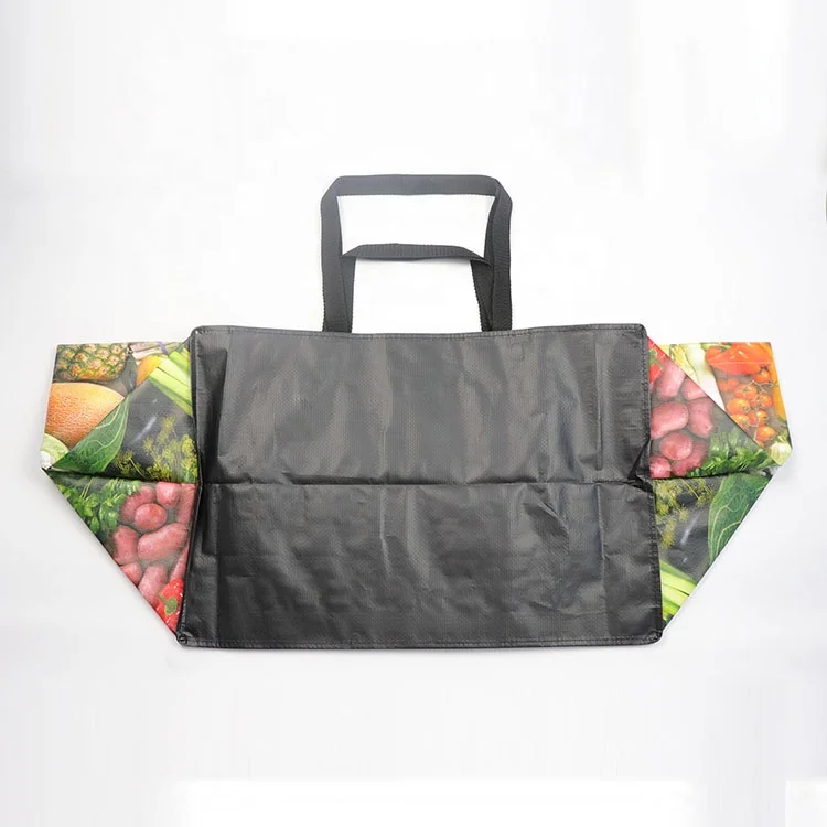 Custom Large Capacity Boat Shape Reusable Tote Bags Polypropylene PP Woven Vegetable Packaging Cartoon Pattern Shopping Bags