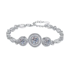 Husky Fine Jewelry maker Fashion custom luxury crystal 2Ct VVs1 Diamond Moissanite S925 sterling silver bracelet Dangle
