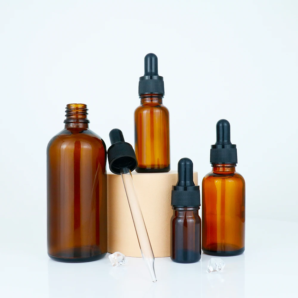 5ml 10ml 15ml 20ml 30ml 50ml 100ml Cosmetic Custom Skincare Packaging Glass Bottle Hair Oil Dropper Bottle Amber Essential Oil