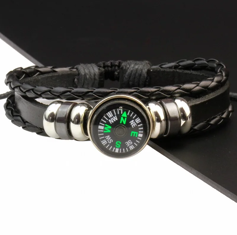 leather compass bracelet