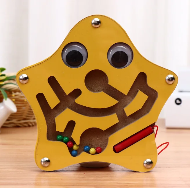 Maze Game Toy Early Learning Magnetic Puzzle Snail Monkey Labyrinth for Baby Toys 0-12 Months Baby Wooden Toys