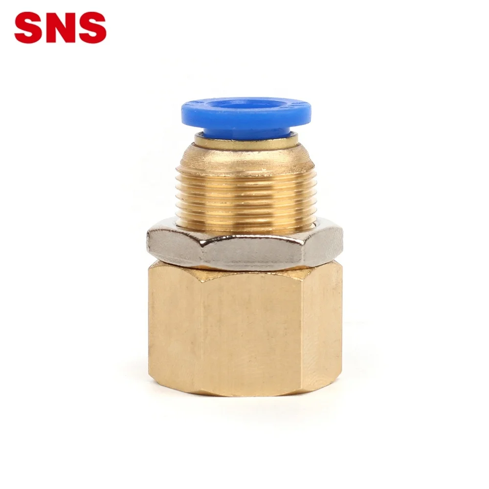 SNS SPMF Series One Touch air Hose Tube Quick Straight Brass Bulkhead Fitting Pneumatic Female Thread Connector